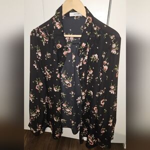 Floral Black Button Down